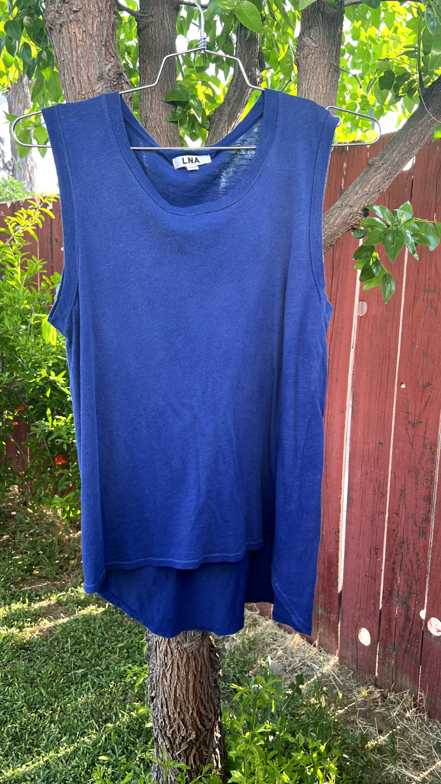 LNA Revolve Blue Muscle Tank Top Soft Thin Boho Navy Blue Yoga XS 100% Cotton