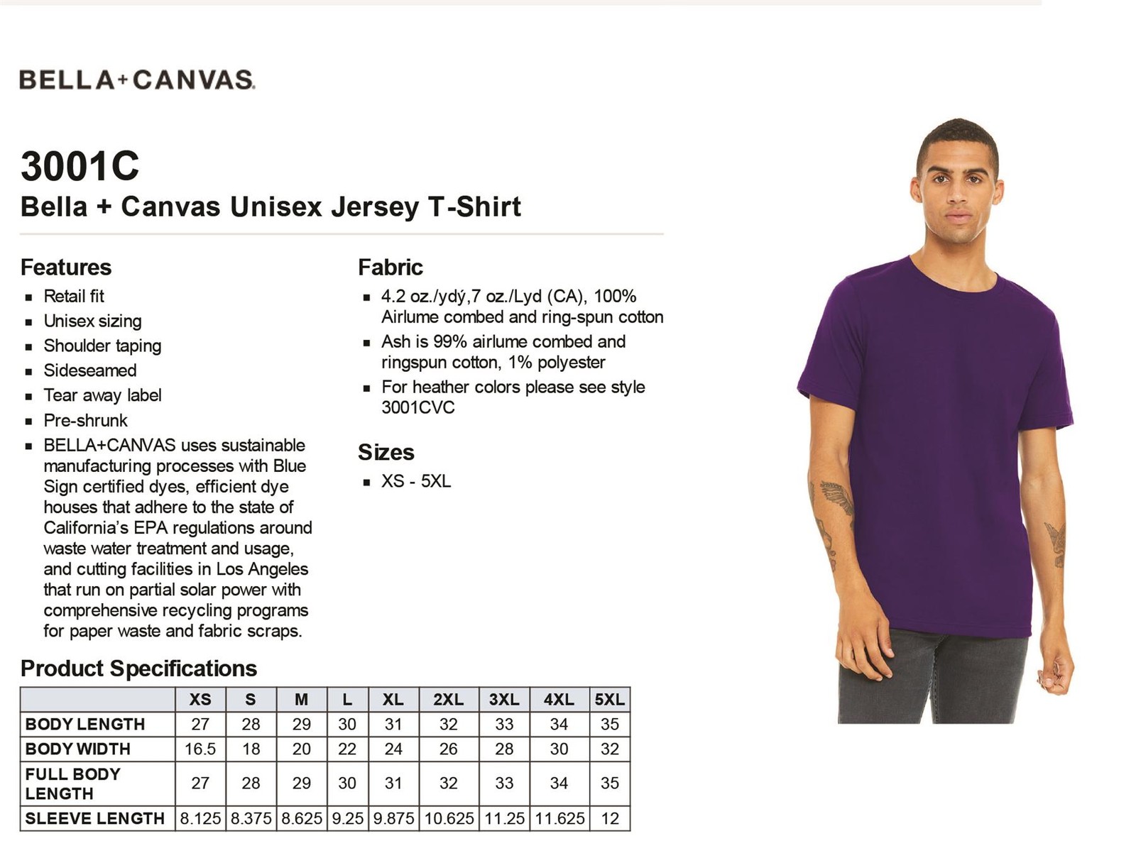 Bella + Canvas Unisex Short-Sleeve Cotton Jersey T-Shirt 3001C