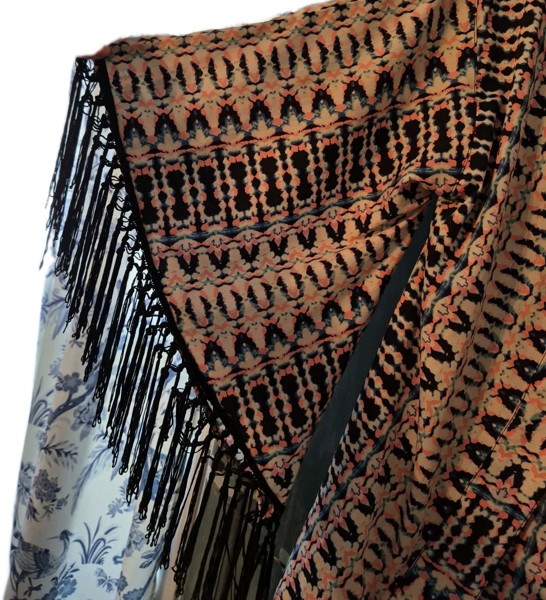 Fun & Flirt Women’s Geometric Multicolor Fringe Woven Polyester Shawl/Wrap