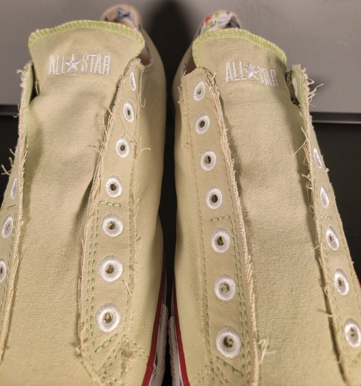 VTG 2006 Converse Chuck Taylor Slip On Apple Green Folk Art Foxing Men 12 NWOB