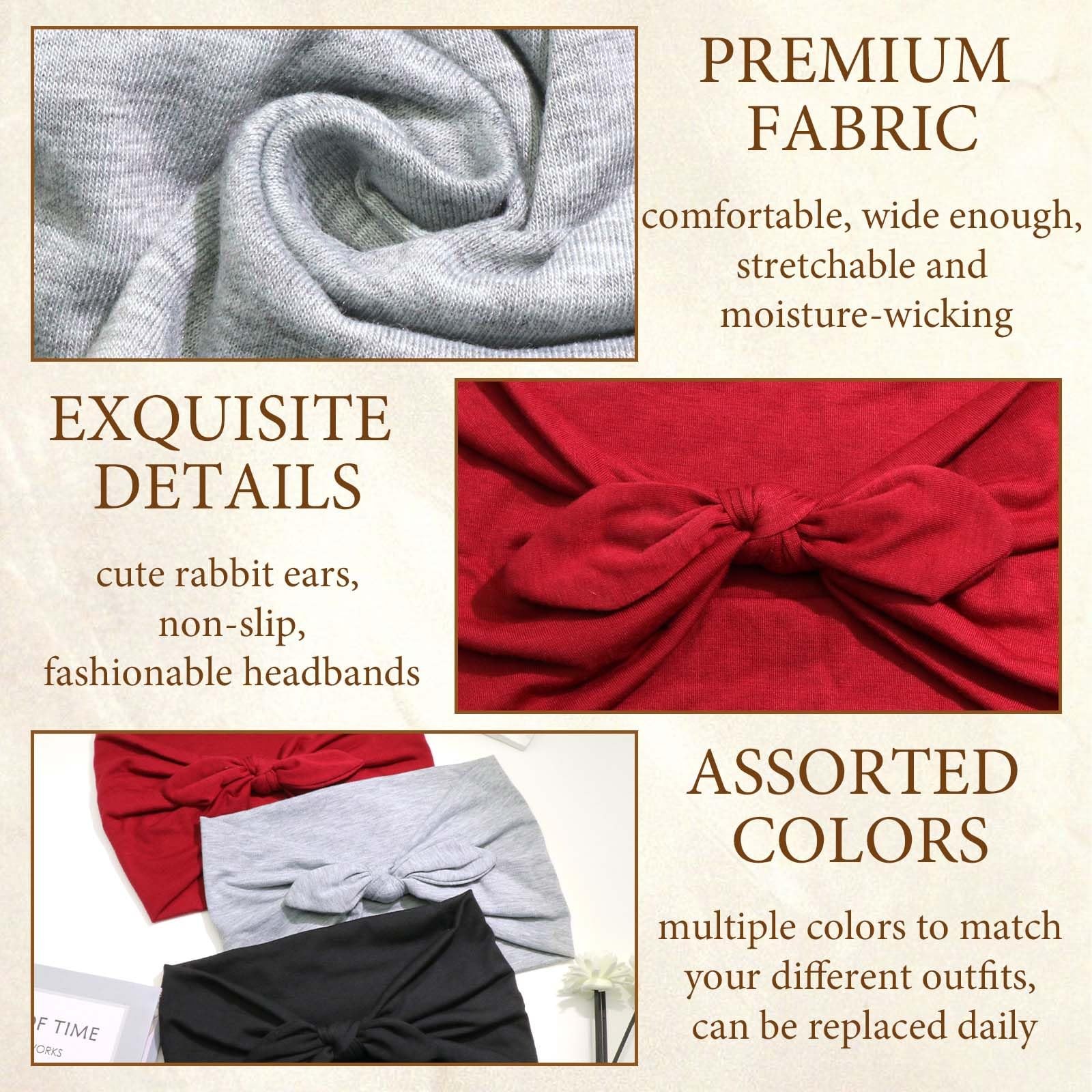 Bow Headbands for Women Non Slip Wide Headbands Cute Turban Headwraps Workout…