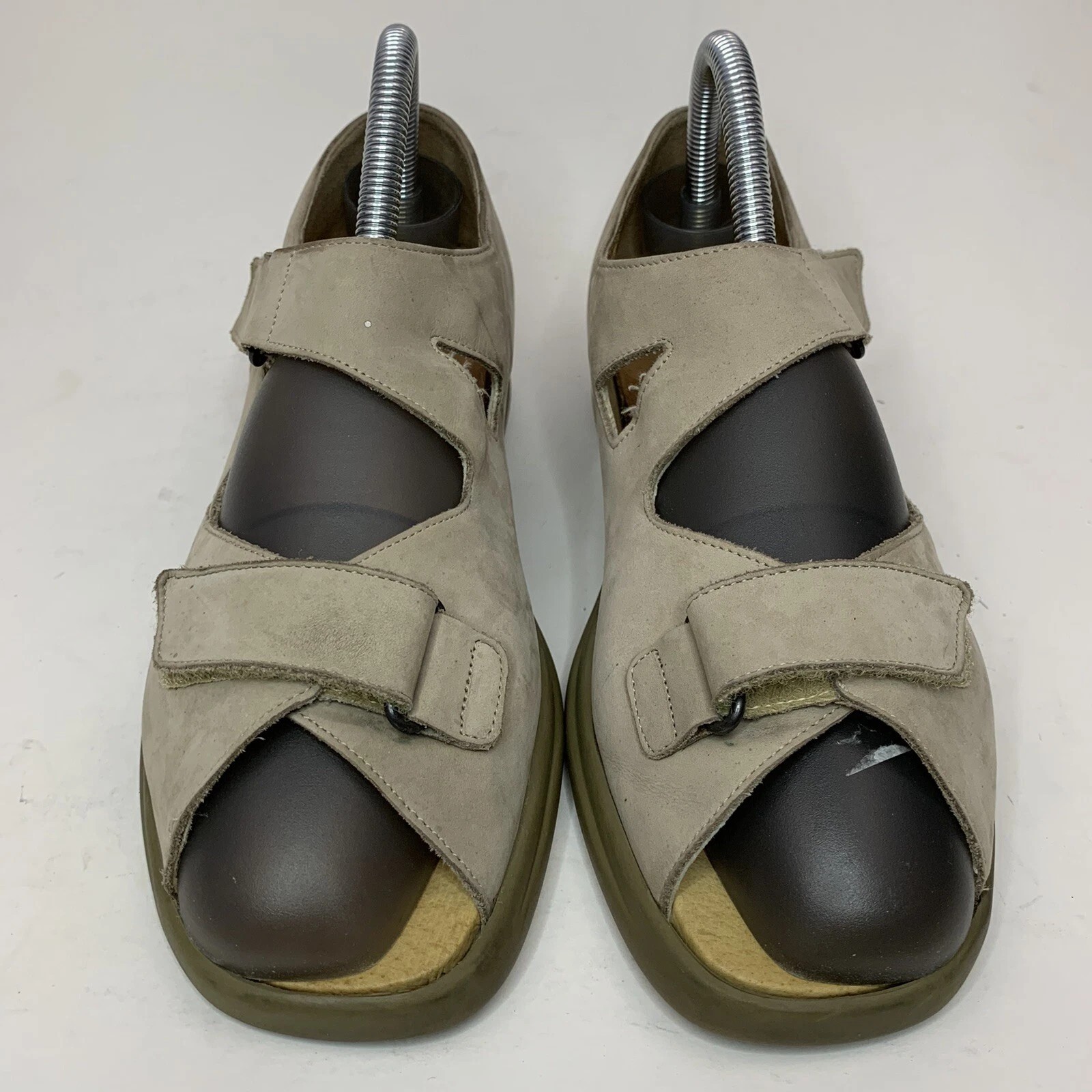 Fits by Theresia M. Nubuck Leather Wedge Sandals Genua Two Strap Size 8.5