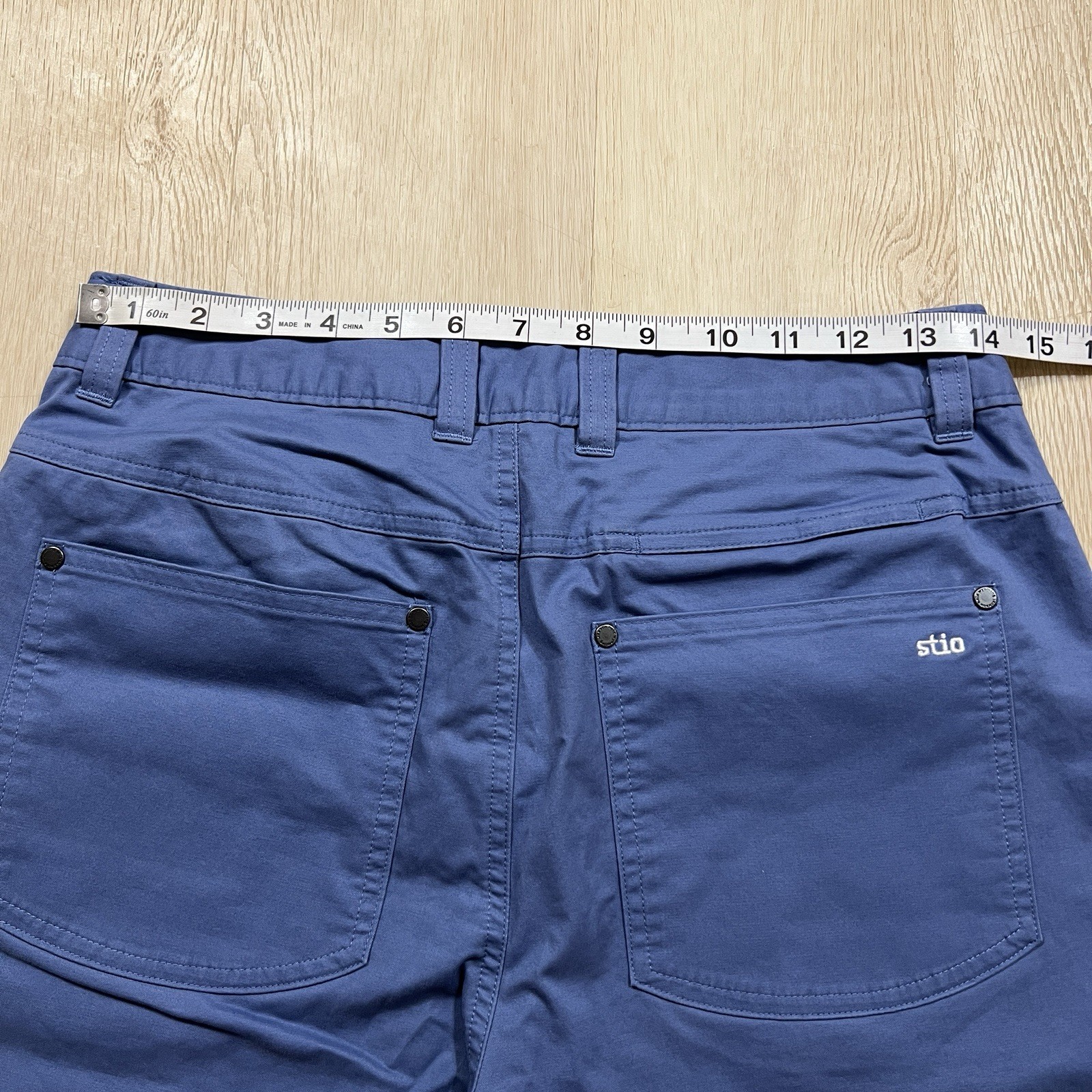 Stio Womens Shorts Size 6 Rivet Twill Slate Blue 5″ Stretch Organic Cotton NEW