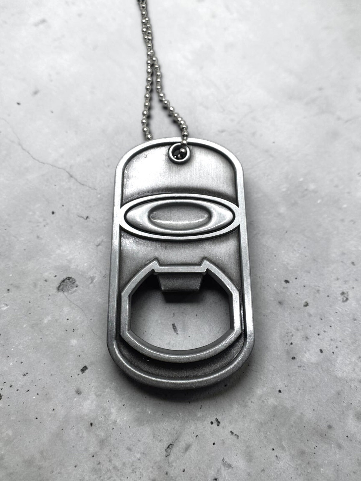 Vintage Oakley Dog Tag Bottle Opener Necklace Lot of 2 Metal 2000s Y2K Archive