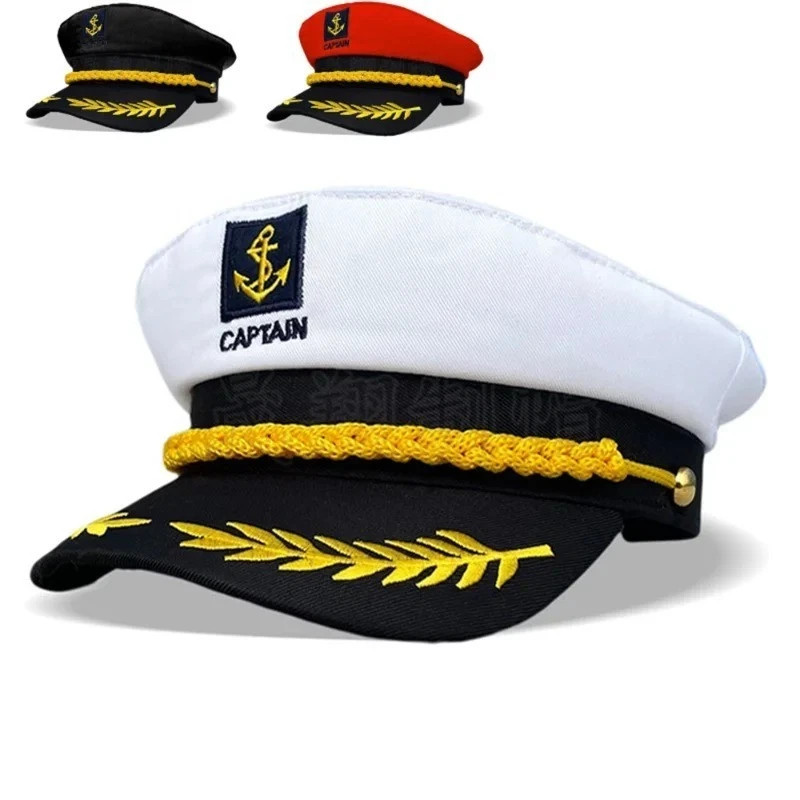 Adult Navy Captain Hat Yacht Sailor Skipper Ship Costume Hat Adjustable – Unisex