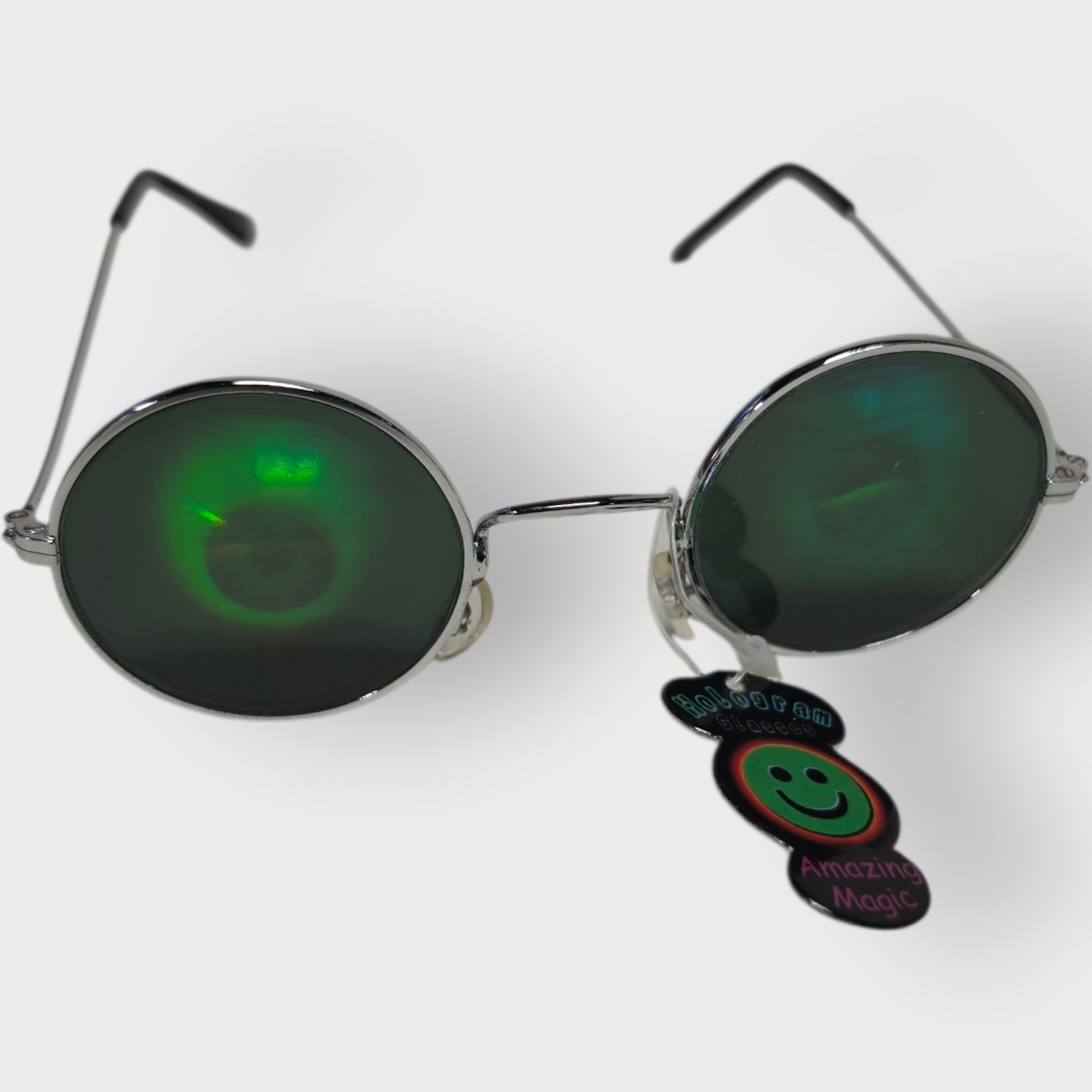 NEW 90s ROUND CRAZY EYES Hologram Sunglasses, Unworn Original Vintage Glasses