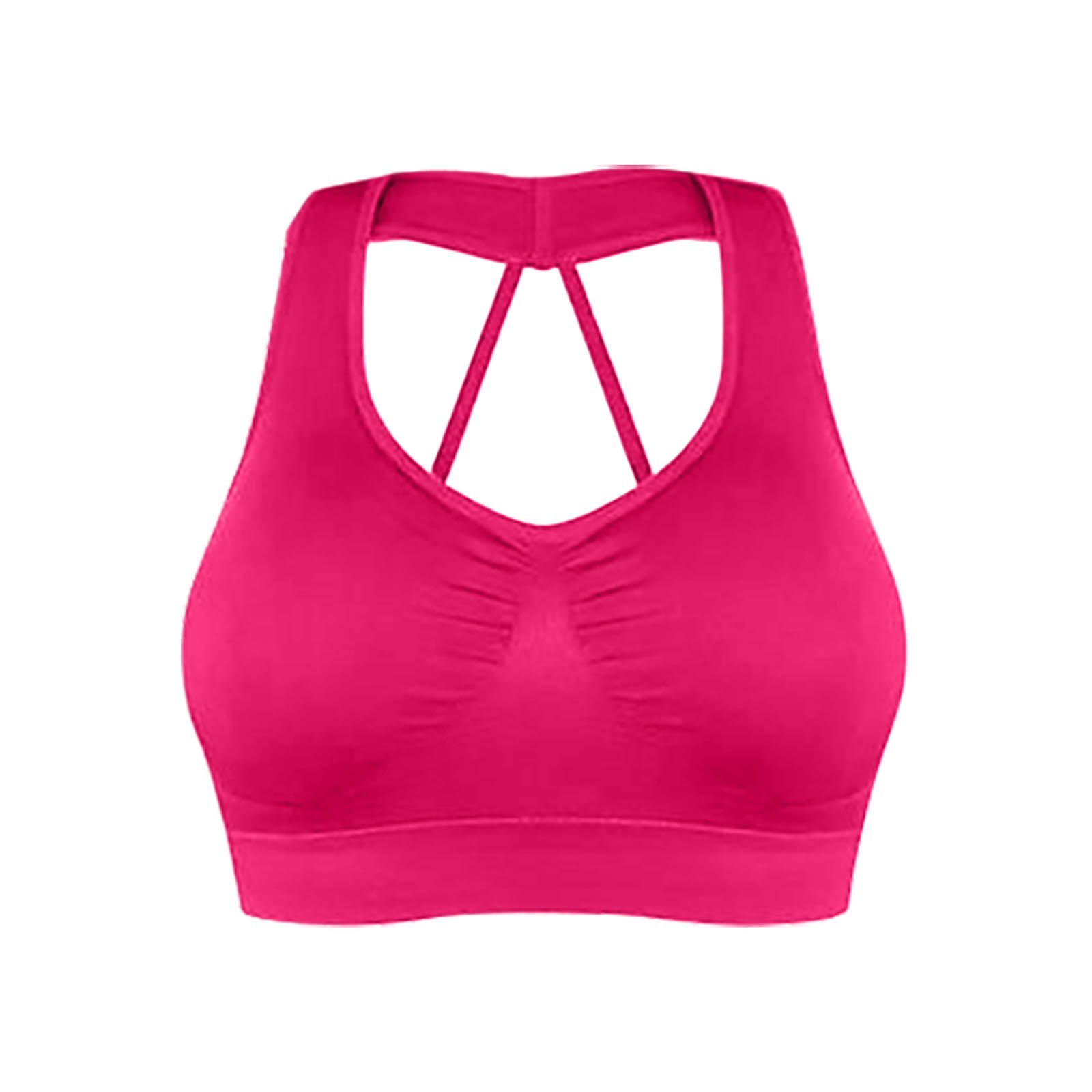 Women Seamless Racerback Sports Bra With Removable Cups High Support Workout Top