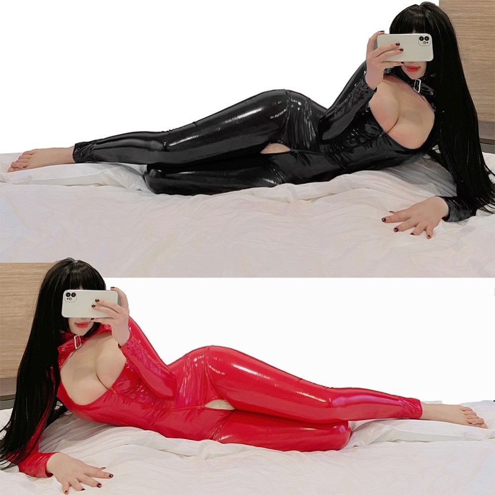 1pcs Crotchless Elasticity Latex Leather for LINGERIE Jumpsuit Bodysuit Daily