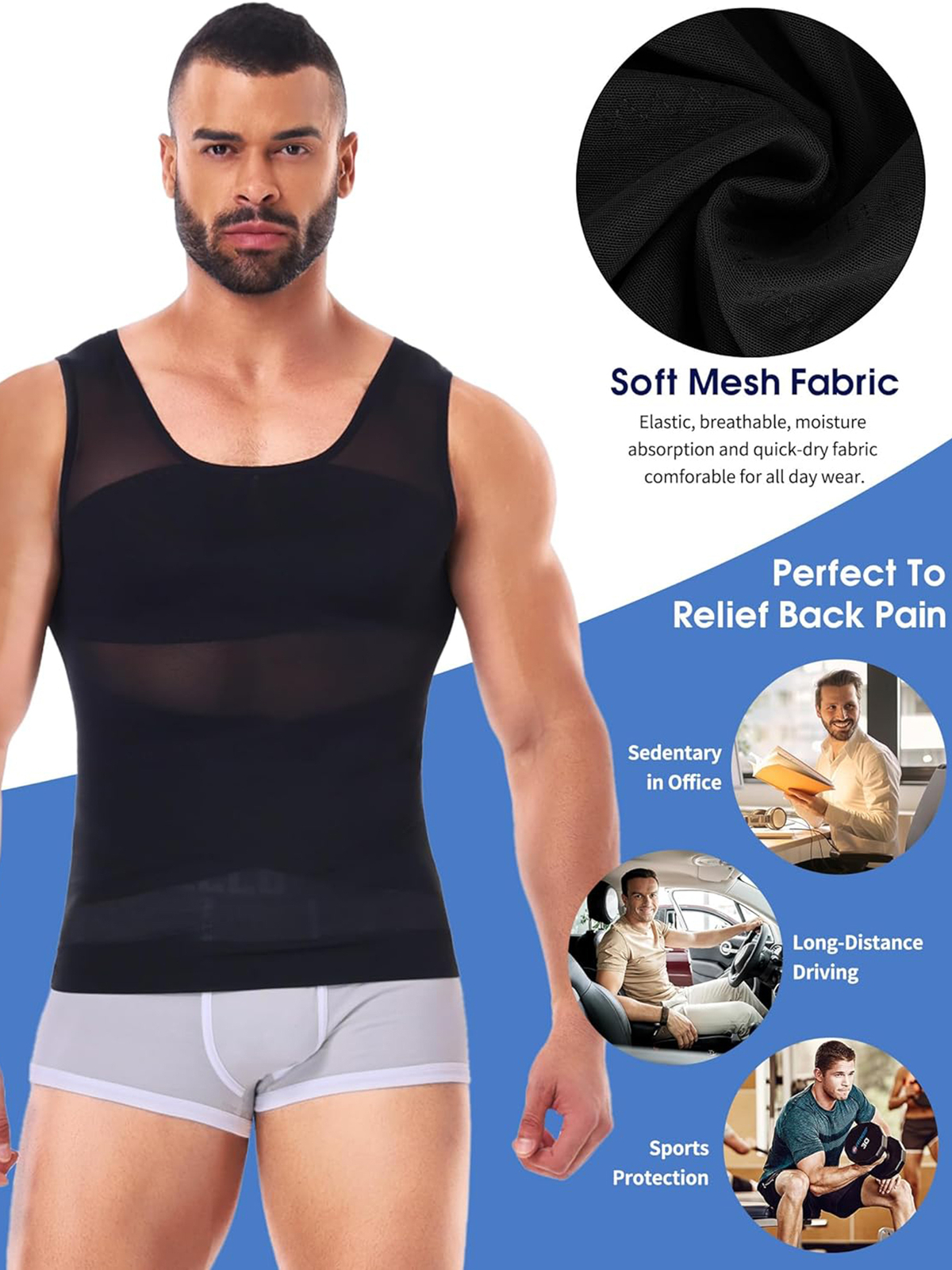 Men Slimming Body Shaper Tank Top Abdomen Gynomastica Compression Vest Shirt Gym