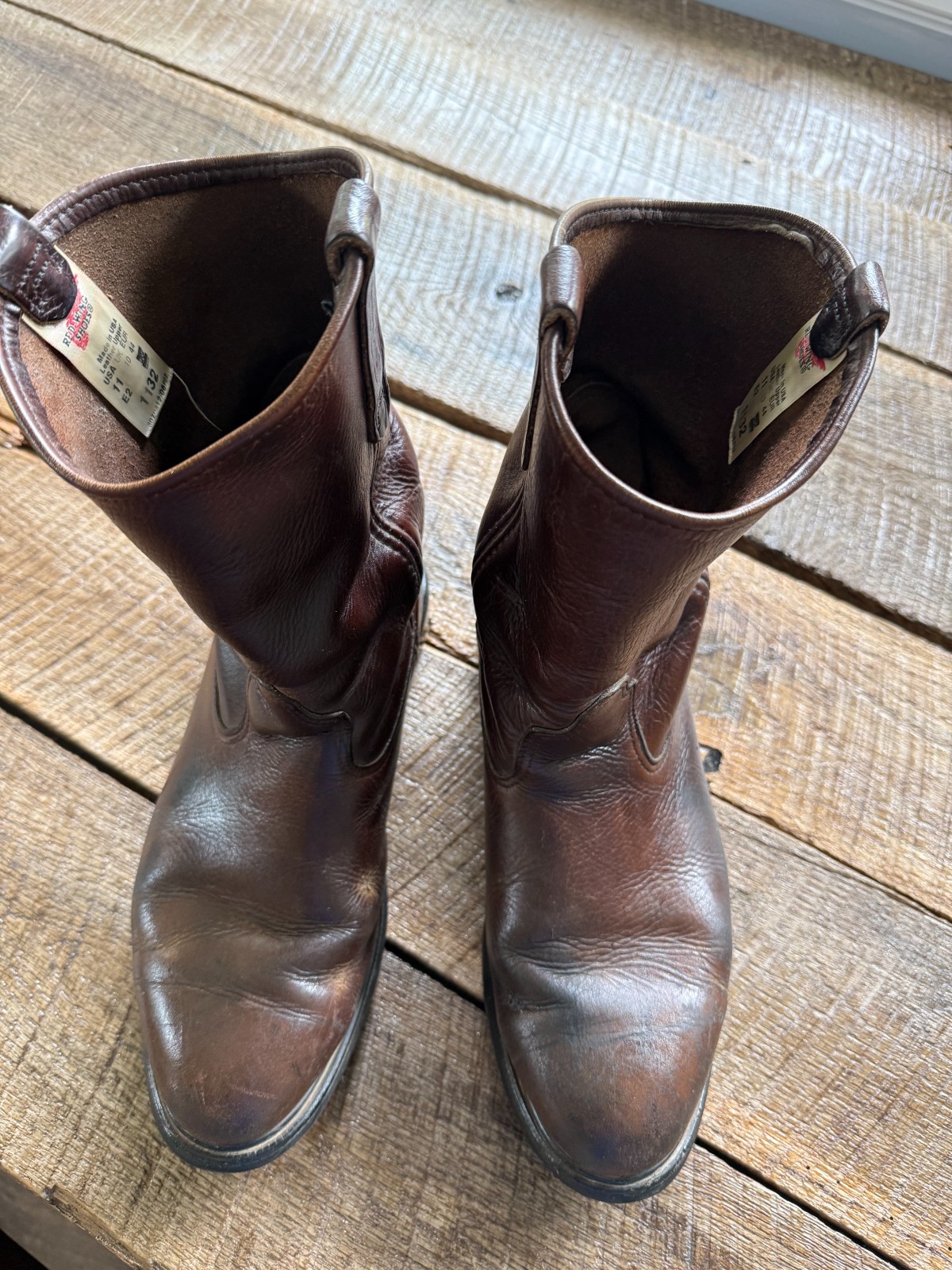 Red Wing Pecos 4470 Brown Leather Steel Toe Boots Men’s Size 11 EE Pull On Shoes