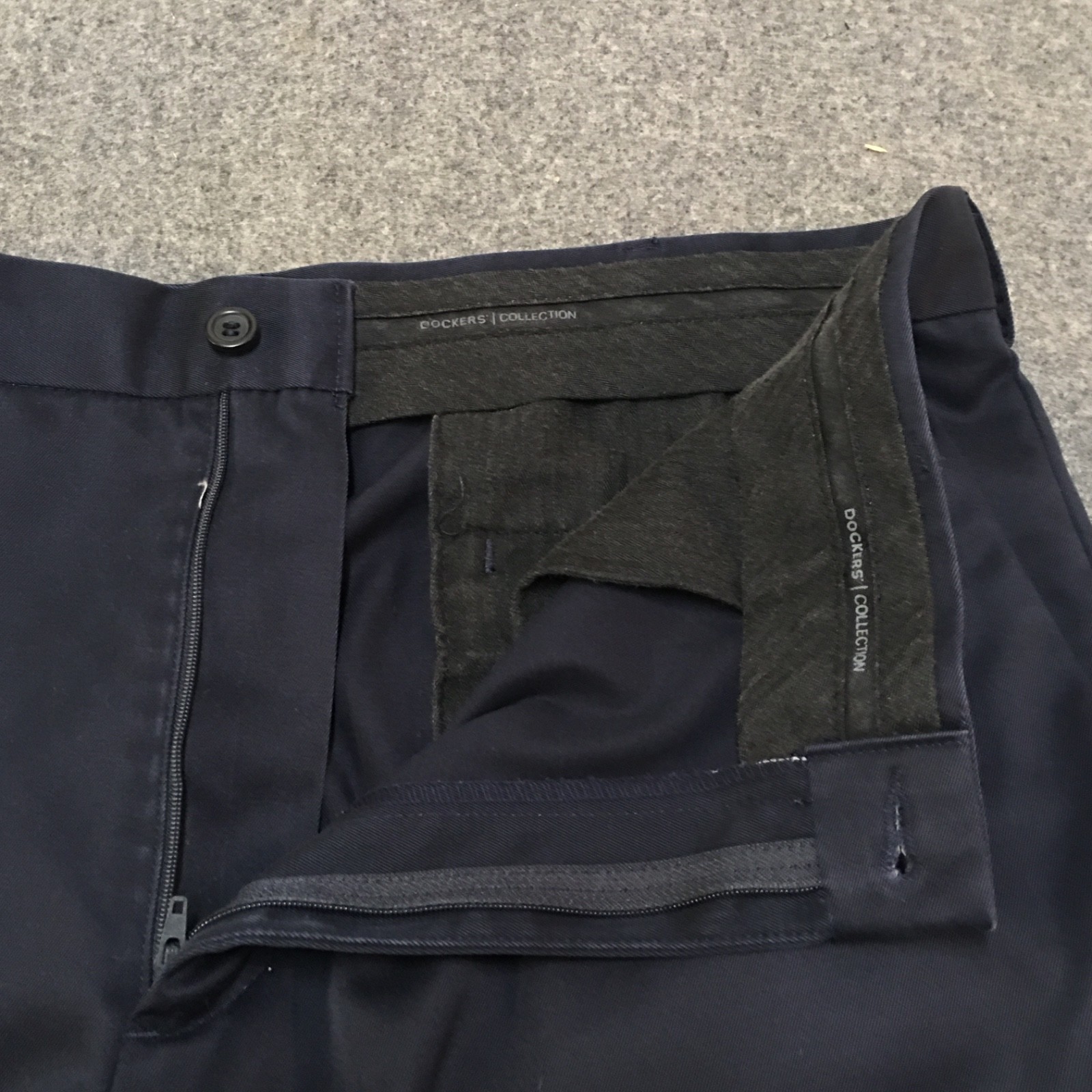 Dockers Collection Men 36×32 Dress Pants Navy Blue Flat Front Relaxed Fit Cotton
