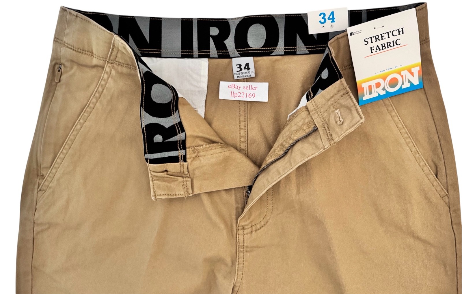 IRON CO Men’s Stretch Shorts (SIZE 34) Flex Waist Flat Front BOARDWALK New Tag!