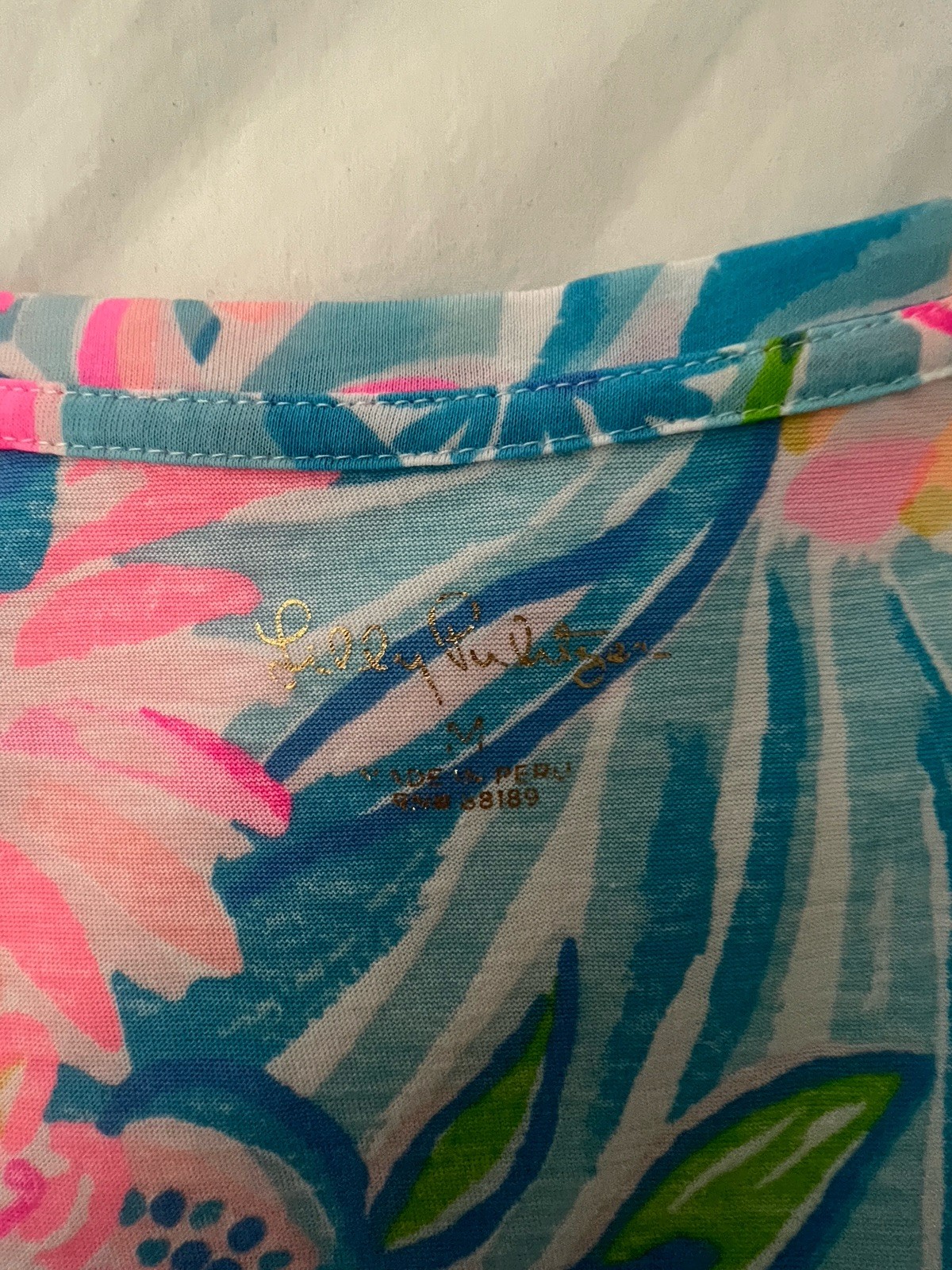 Lilly Pulitzer Tropical Punch Rexa Square Neck Top Tee Size M