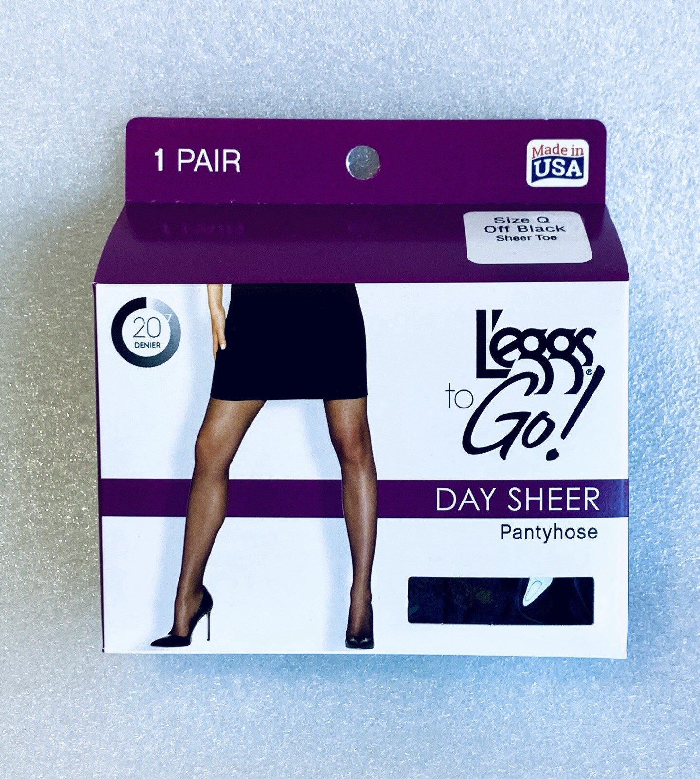 Lot Of 36 New – L’eggs to Go! Day Sheer Pantyhose – Size Q – Off Black Sheer Toe