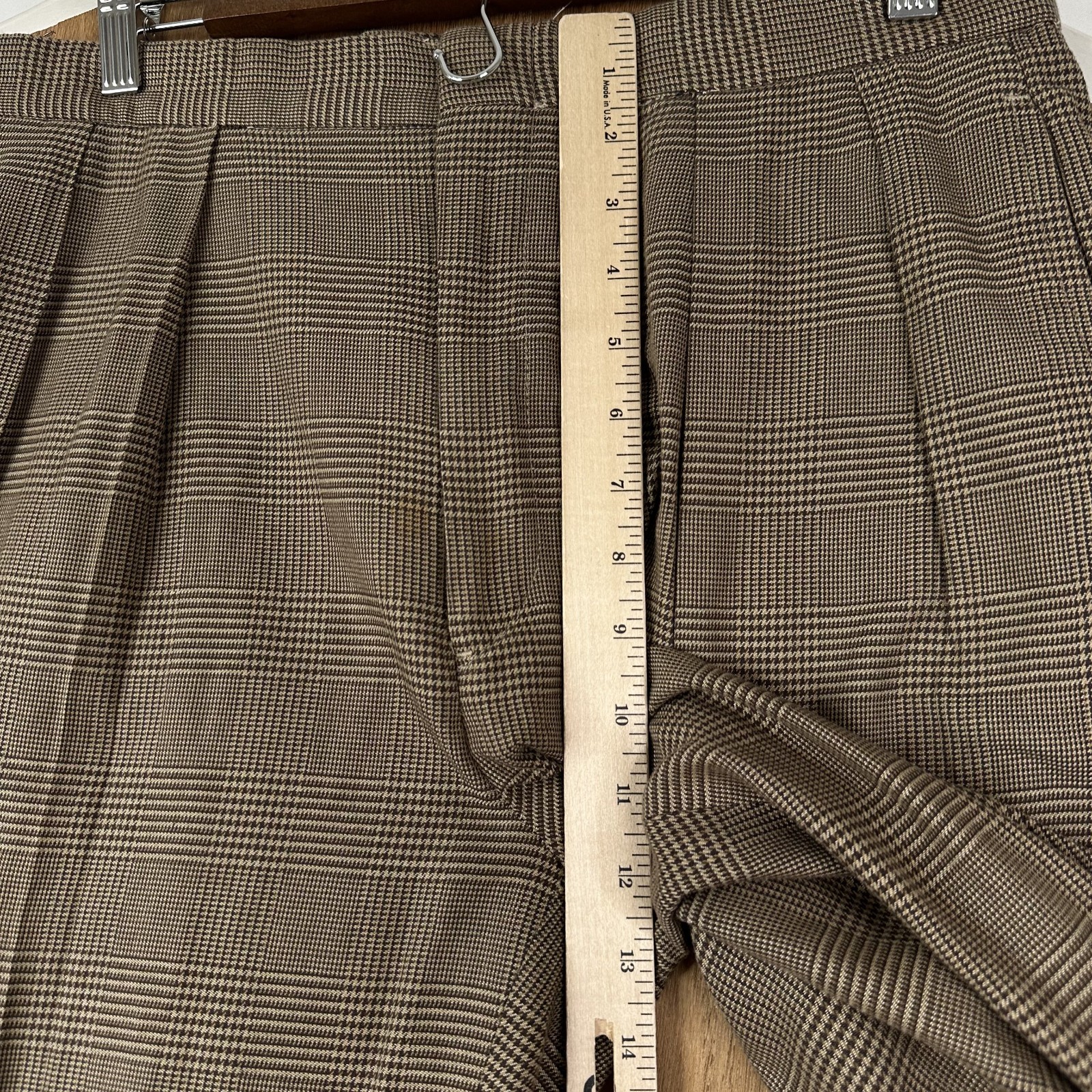 vtg Polo Ralph Lauren Pants Mens 32×30 Brown Prince of Wales Check Cotton Pleat