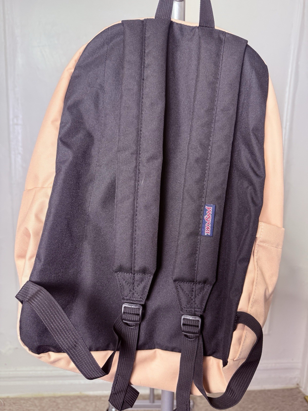 JanSport Solid Beige & Black Backpack Zip Closure Adjustable Straps Pockets