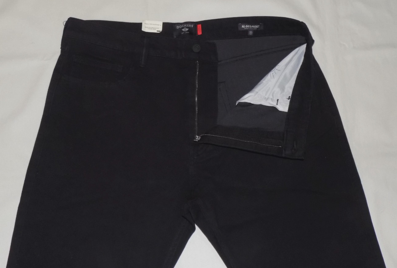 DOCKERS Men’s All-Day 5-Pocket Straight Fit Pants All Seasons Tech Black 38X30