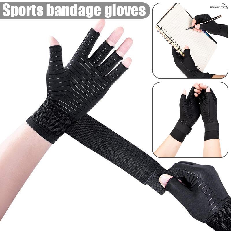 Copper Compression Gloves GYM Arthritis Carpal Tunnel Hand Support Pain Relief *