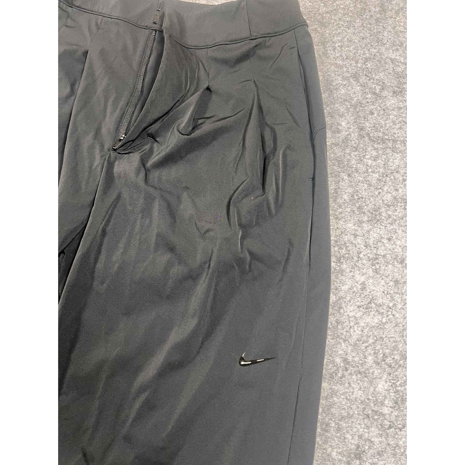 Nike Dri-FIT Wide Leg Pleated Trousers Small Black Nylon Spandex Stretch