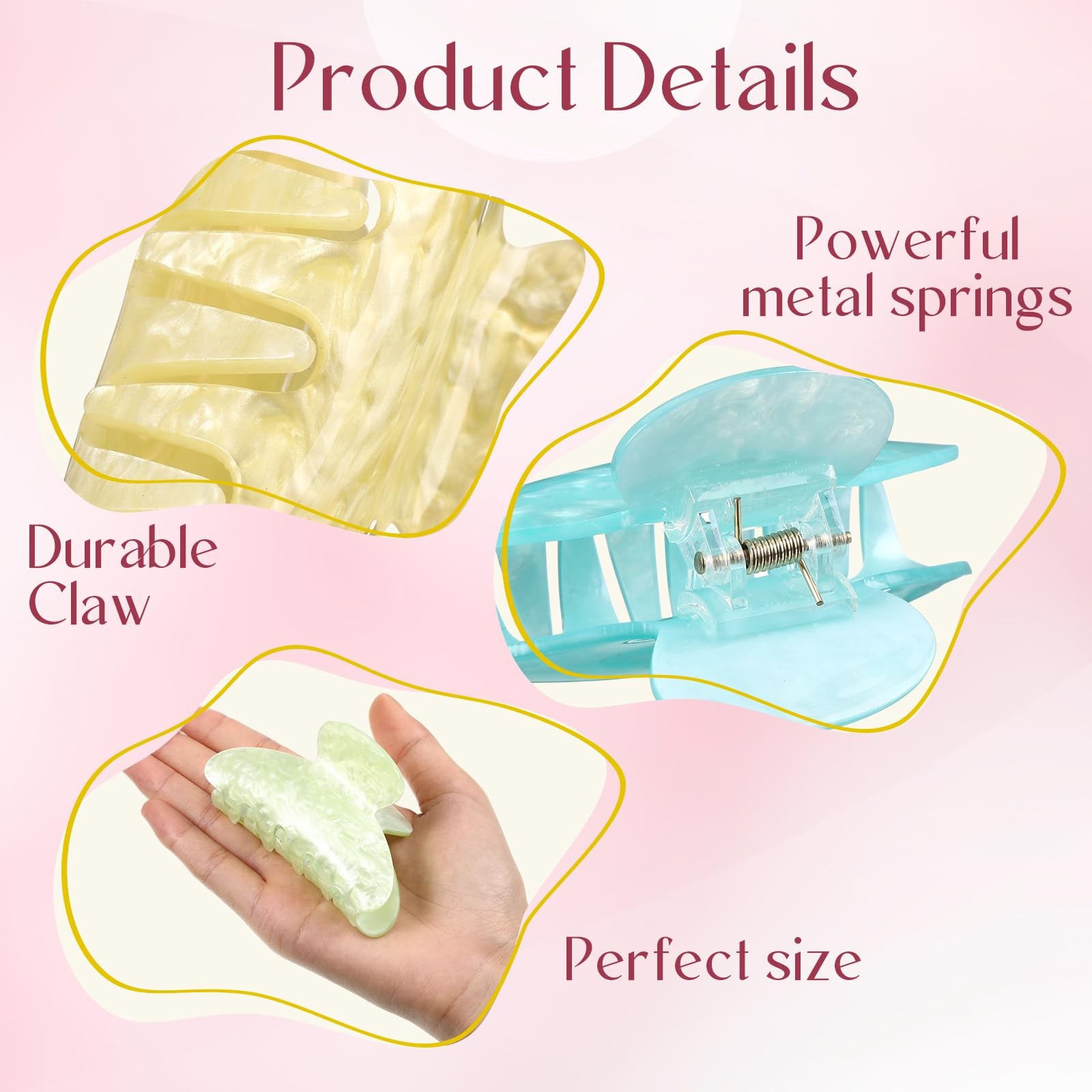 Yuxung 12 Pcs Large Acrylic Hair Claw 1 Count (Pack of 12), Candy Colors