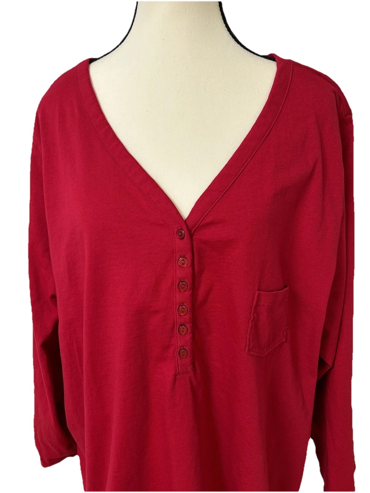 Roman’s Women’s Plus Size 3XL Red Shirt Top All Cotton B56