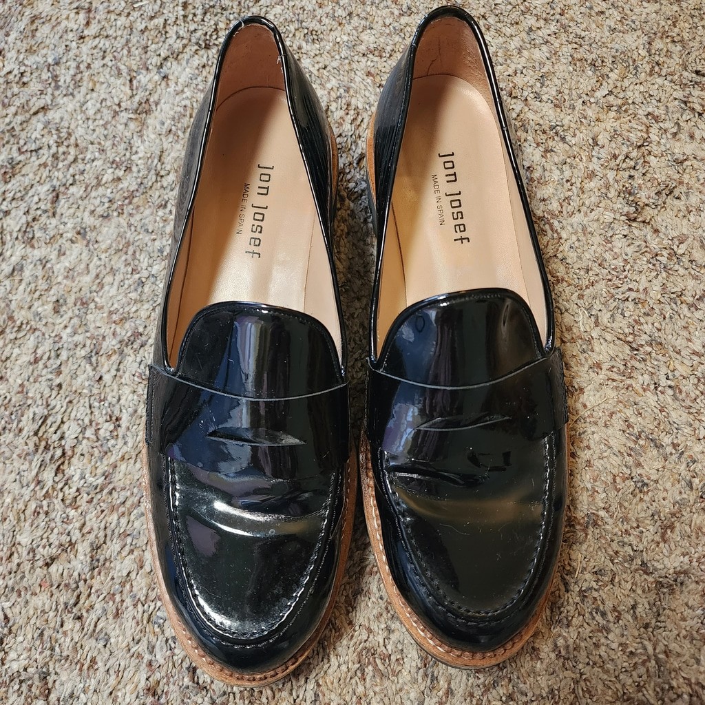 Jon Josef Gentry Black Patent Leather Penny Loafers Made in Spain NWOT Size 11