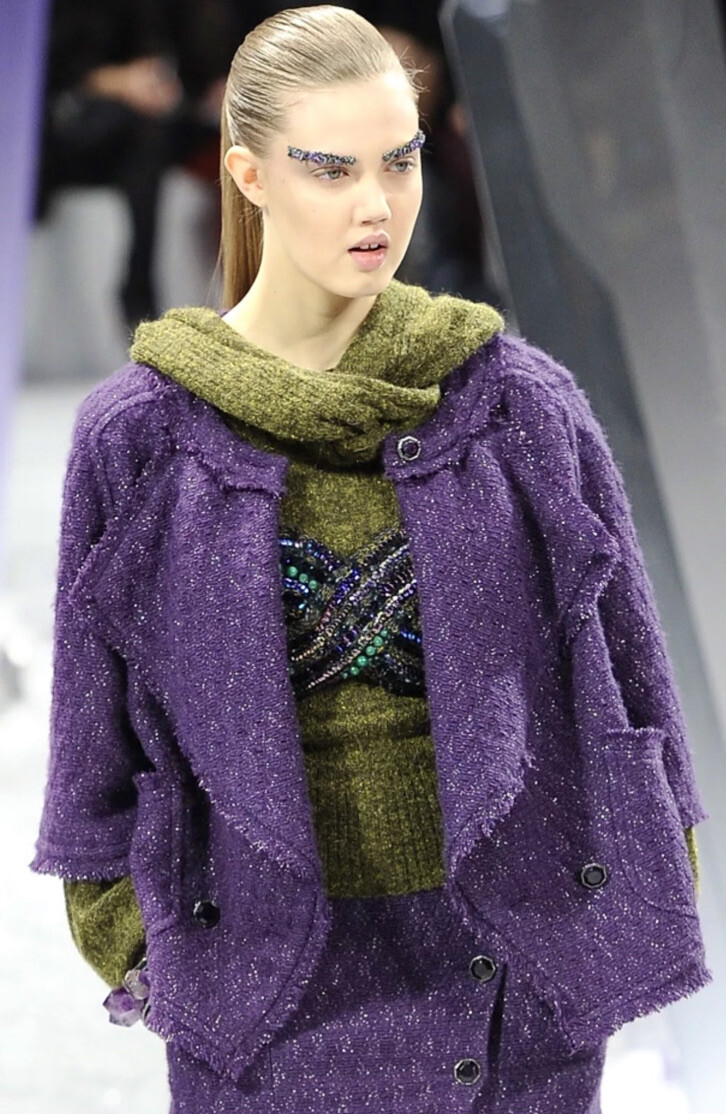 4.8K New Chanel 2012 Purple Gripoix Tweed Jacket 36 38 2 4 6 Blazer Coat Top S M
