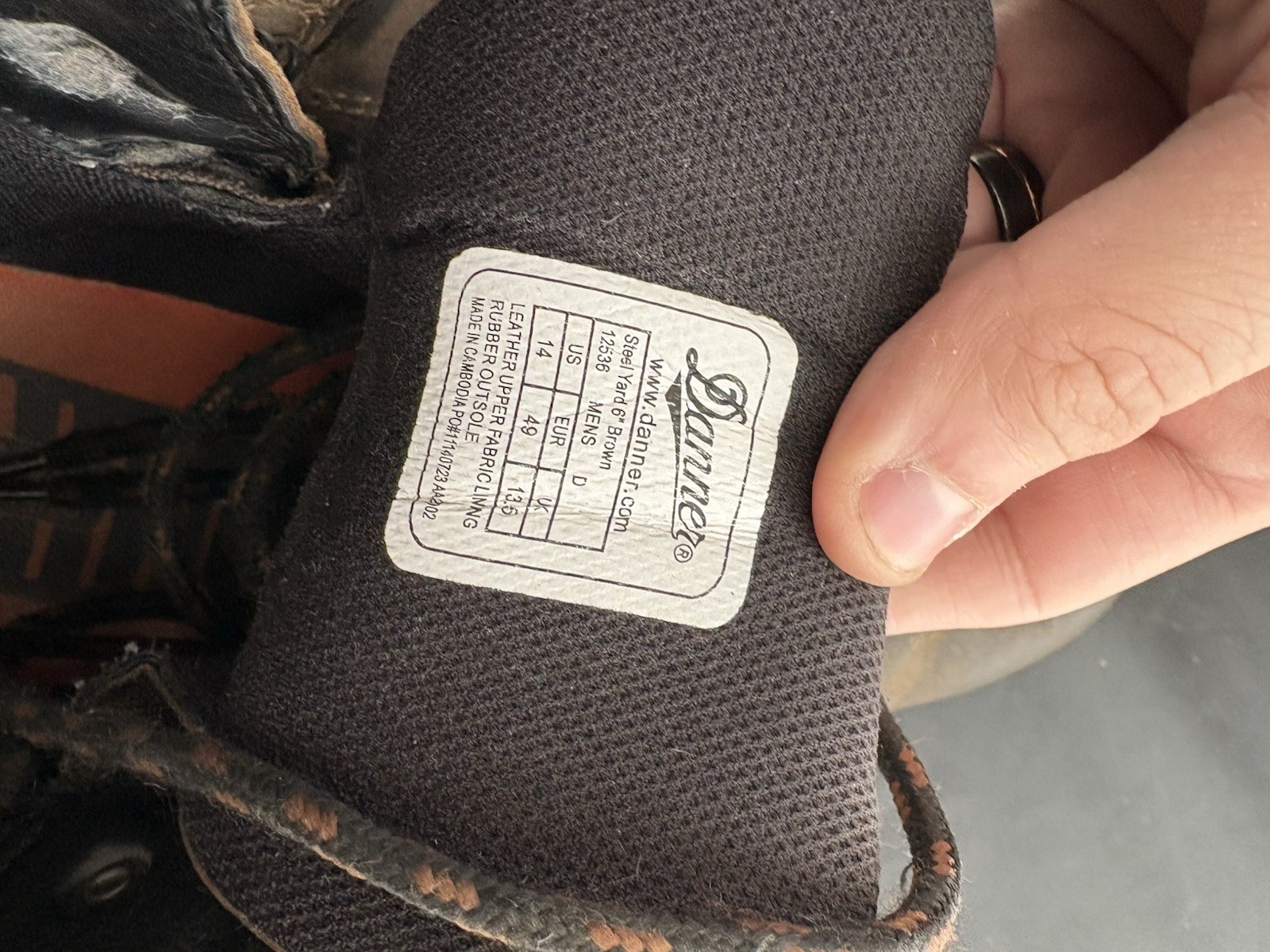 Danner steel yard 6″ ST boot Mens 14 Brown Tuff Toe Cover Lace Up