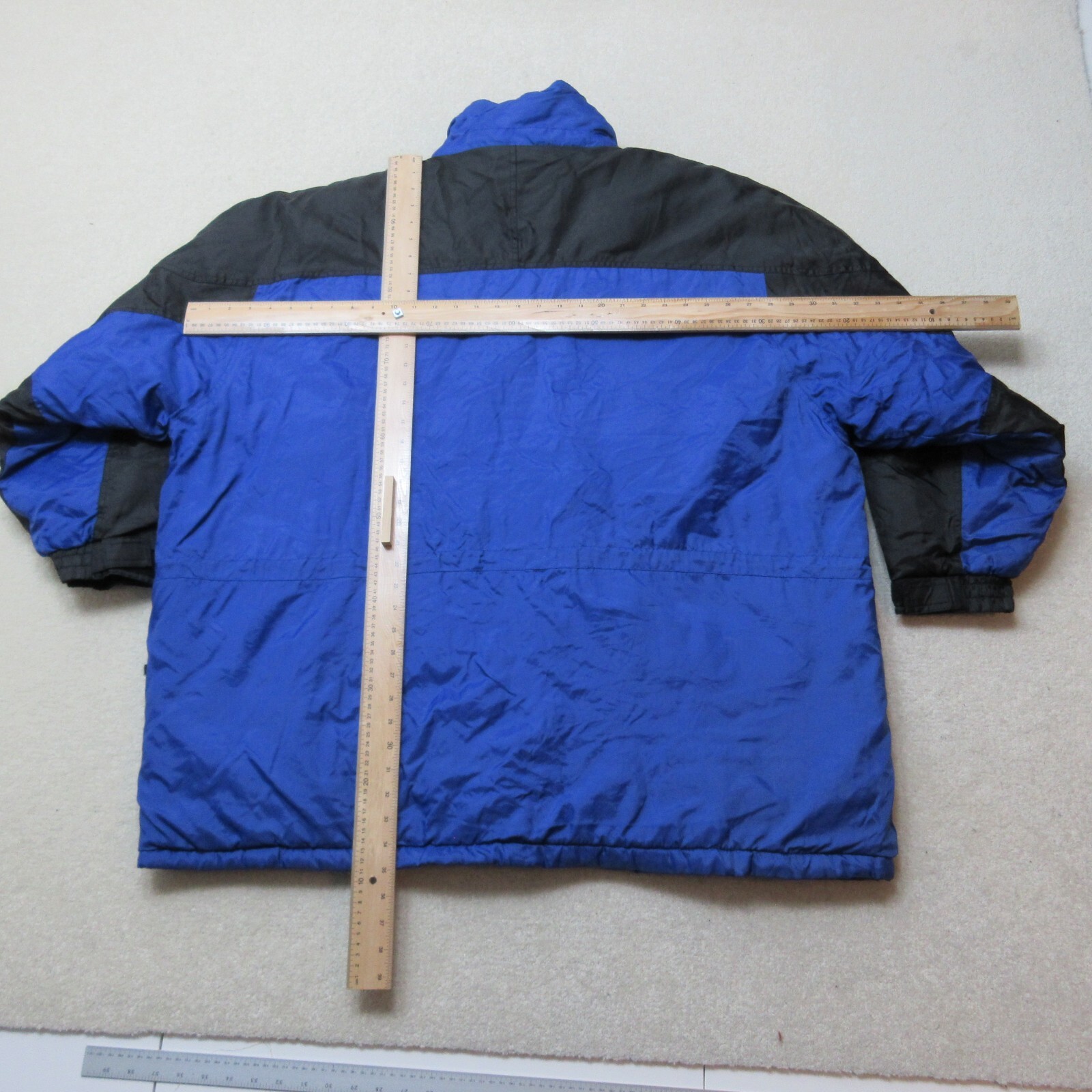 VINTAGE Starter Padded Jacket Mens 2XL Royal Blue Full Zip Insulated Pockets XXL