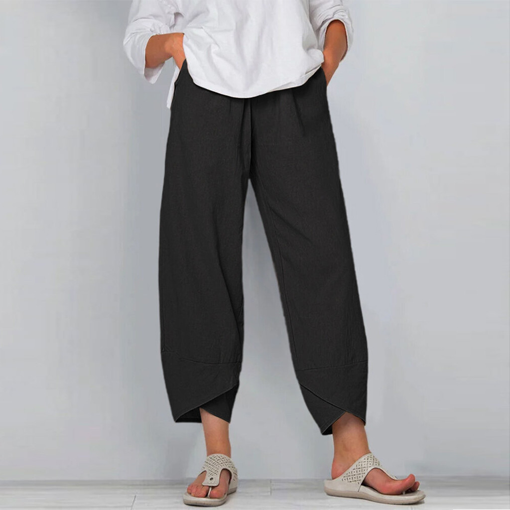 Summer Womens Summer Cotton Linen Baggy Casual Harem Pants Trousers Plus Size US