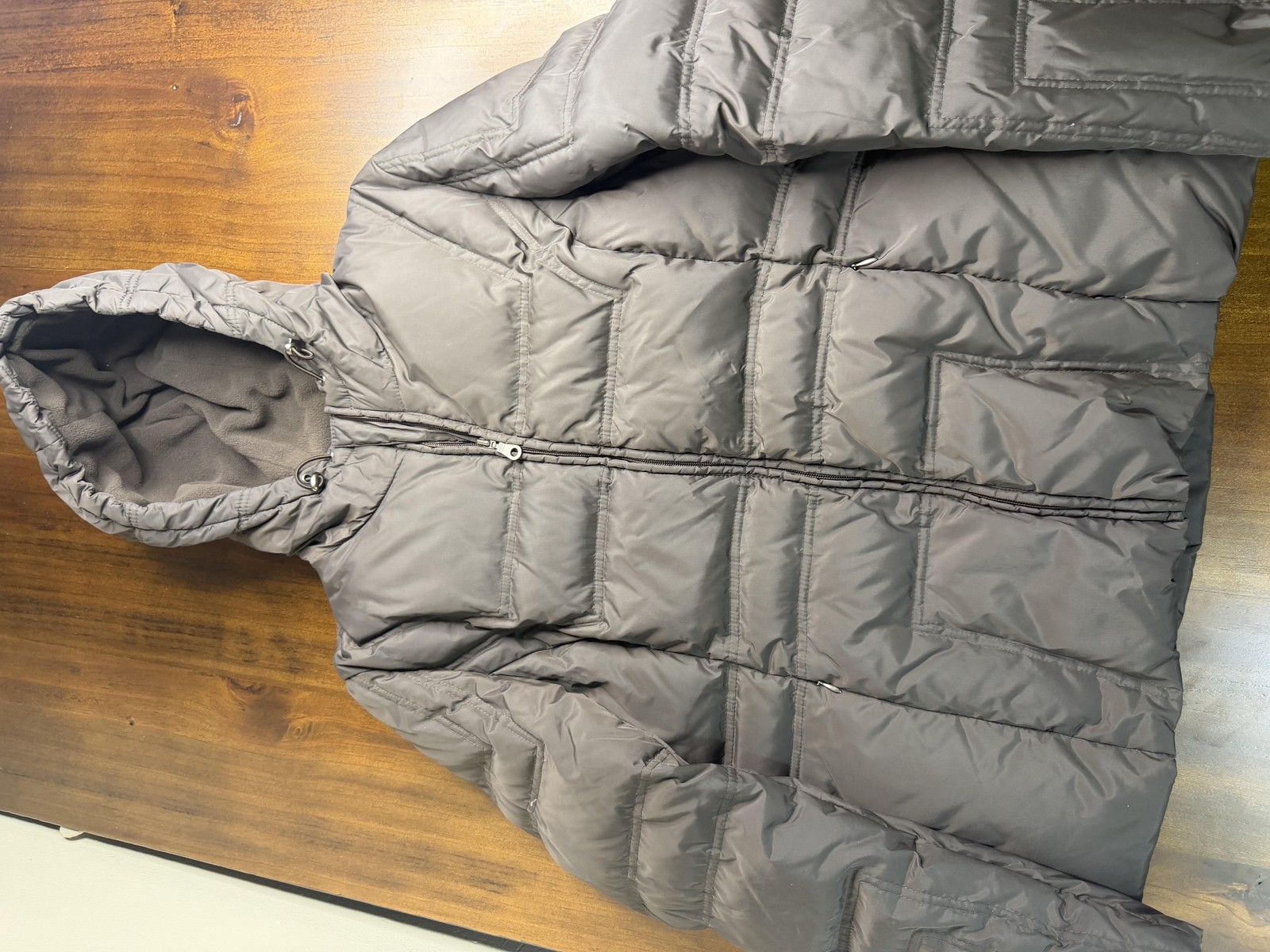 Utex Jacket Womens Small Gray Hooded Puffer Quilted Fleece Lined Winter Coat