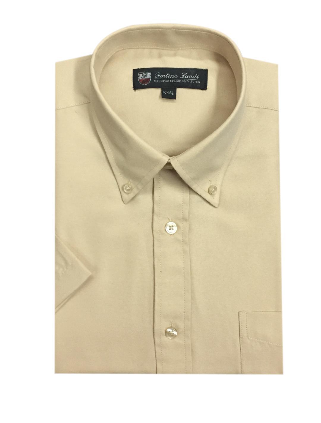 Men’s Short Sleeve Button Down Shirts Cotton Blend Oxford #02BS