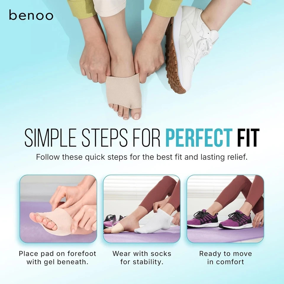 Metatarsal Pads for Men & Women – 1 Pair (2 Sleeves) Gel Cushions for Ball of