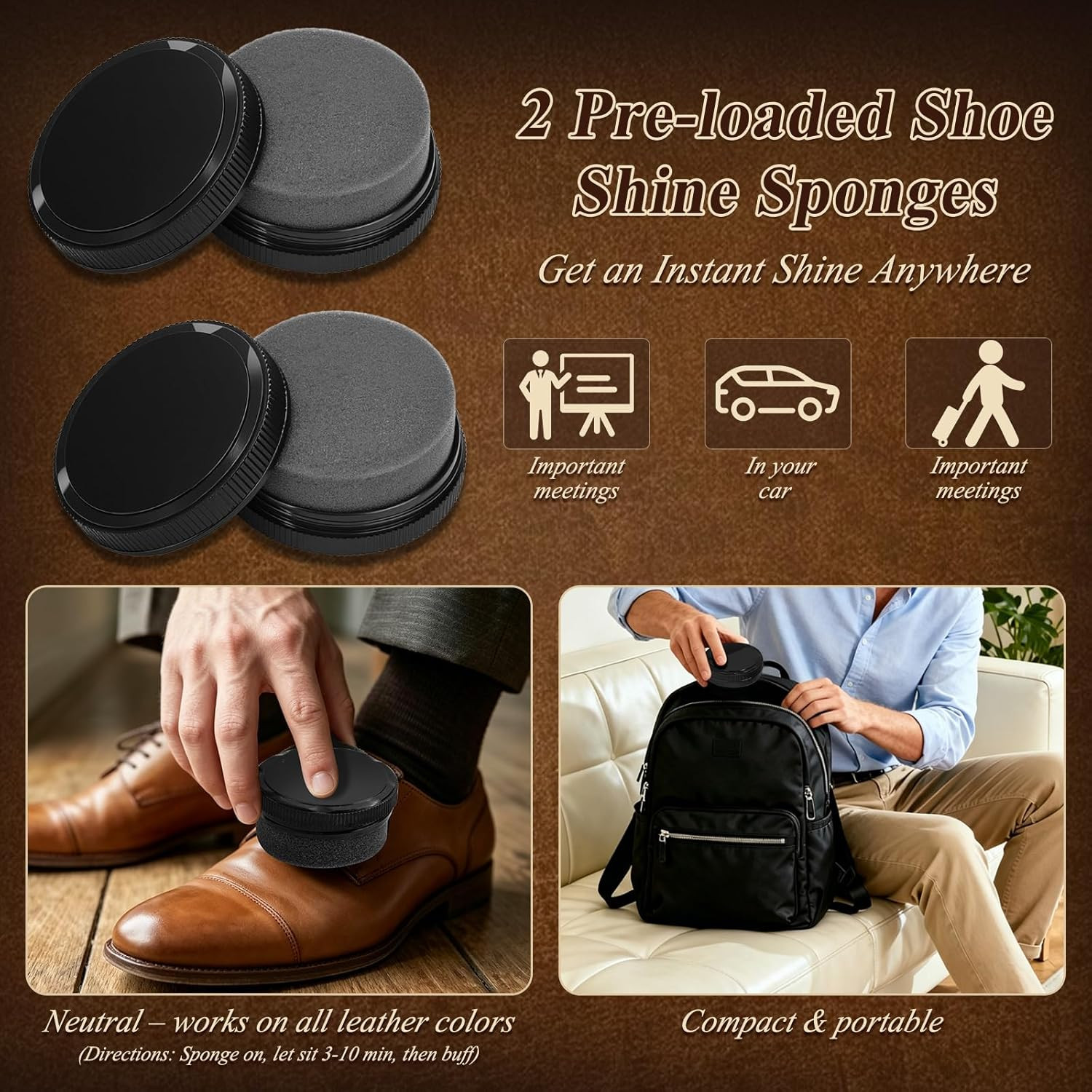 Shoe Care Kit 16 Pc Shoe Shine Kit Leather Polish Mink Oil Brush Cleaning Set