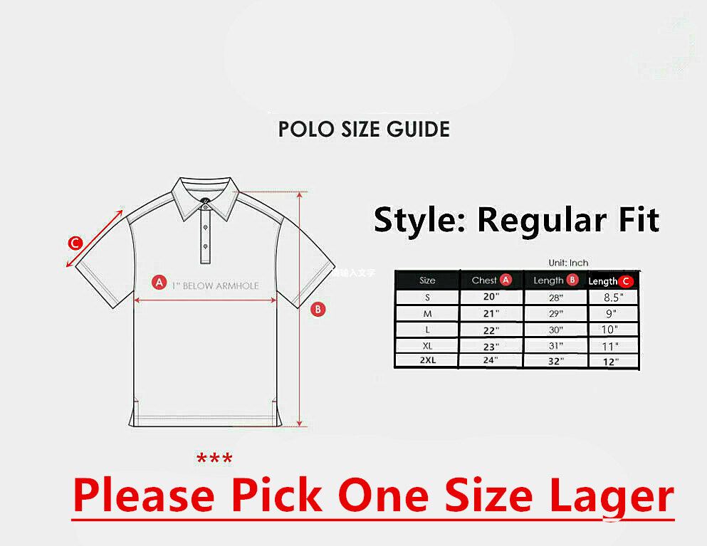 Men’s Polo Shirt Dri-Fit Quick-Dry Golf Sports Tee Cotton Jersey Plain T Shirt