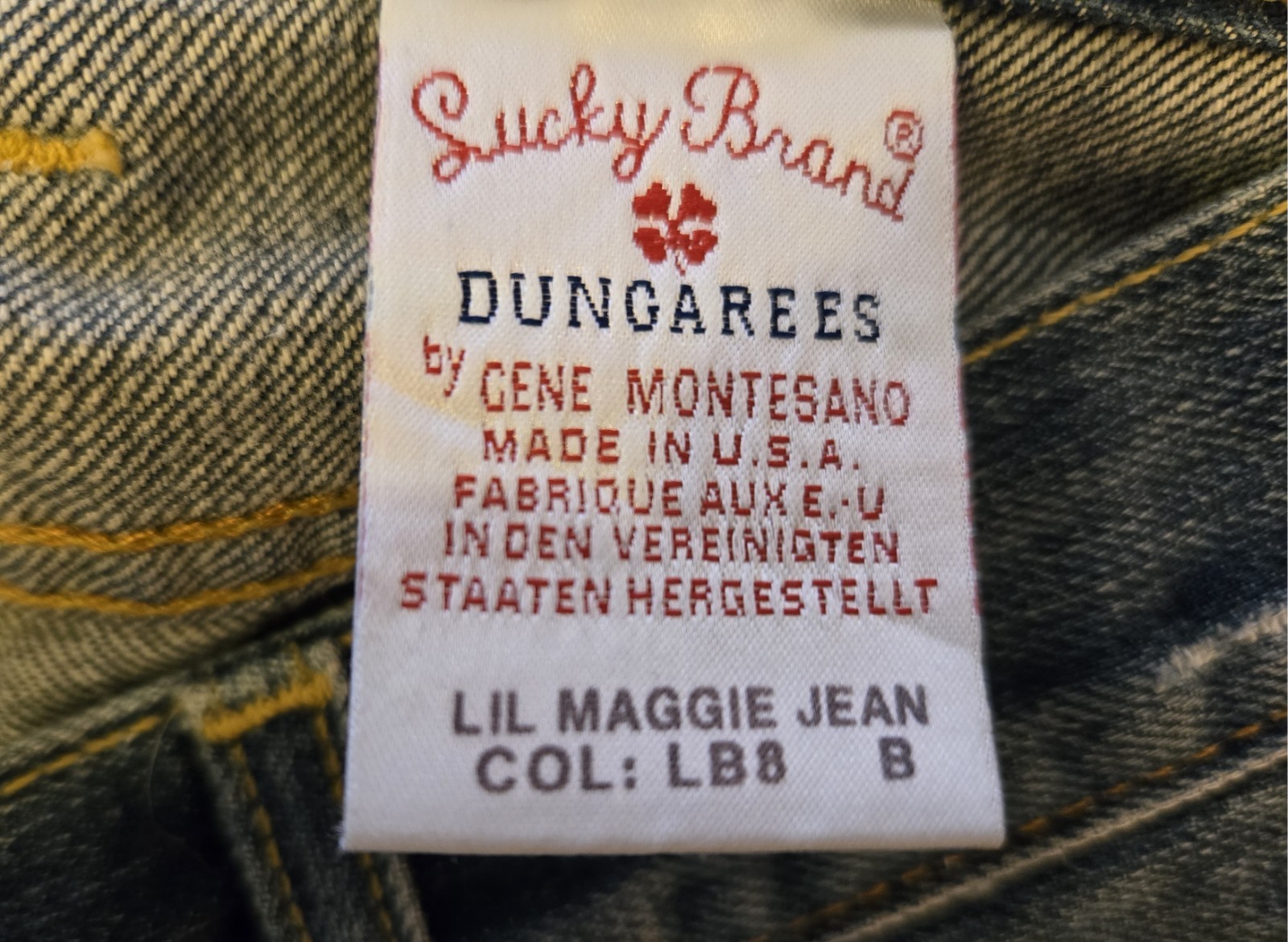 Sz 4 Lucky Brand Lil Maggie Jeans Low Cut Floral Embroidered Dungarees 32 inseam