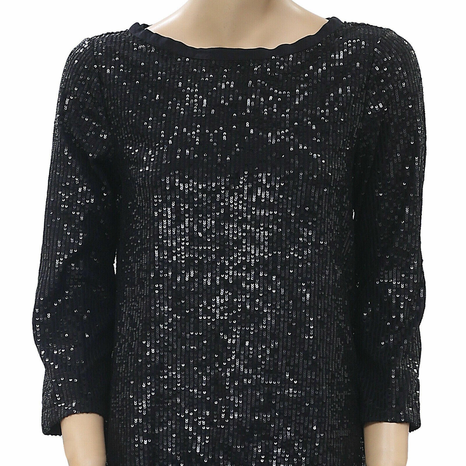 Semicouture Sequin Embellished Blouse Top Cocktail Evening Black S NEW 205327