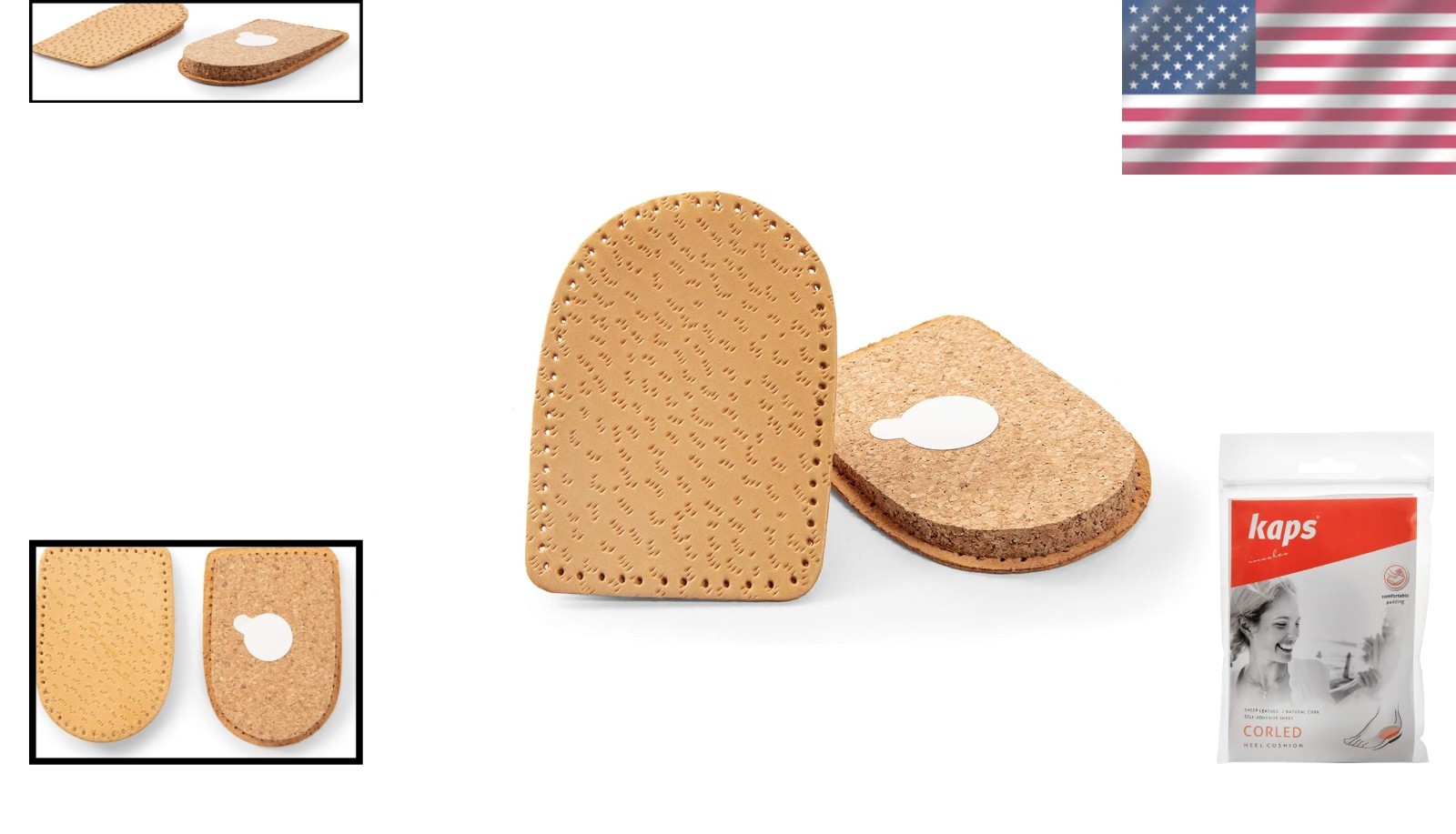 Men’s Orthotic Heel Raise, Natural Cork & Leather, Relief for Achilles Pain
