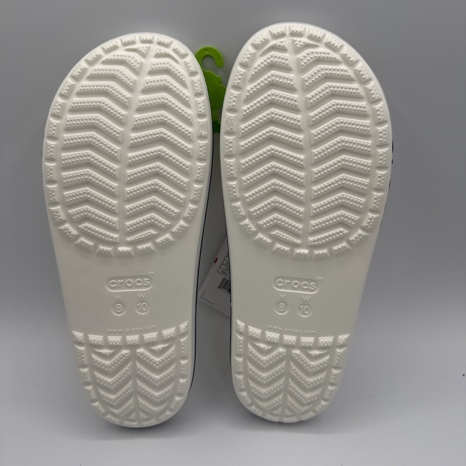 CROCS 205392-126 Unisex-Adults Bayaband Slides in White/Navy – M 8 / W 10