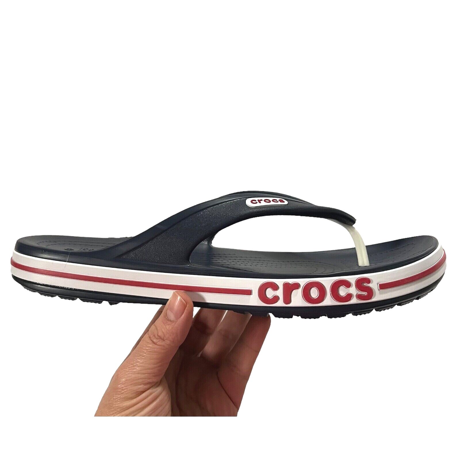 Crocs Bayaband Womens Flip Flop Sandal Sz 9 Navy Blue Water Friendly Lightweight