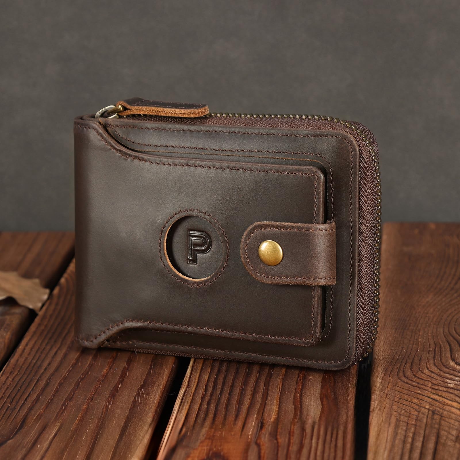 Polare Full Grain Leather Wallet for Men Bifold RFID Blocking Cash Credit Car…
