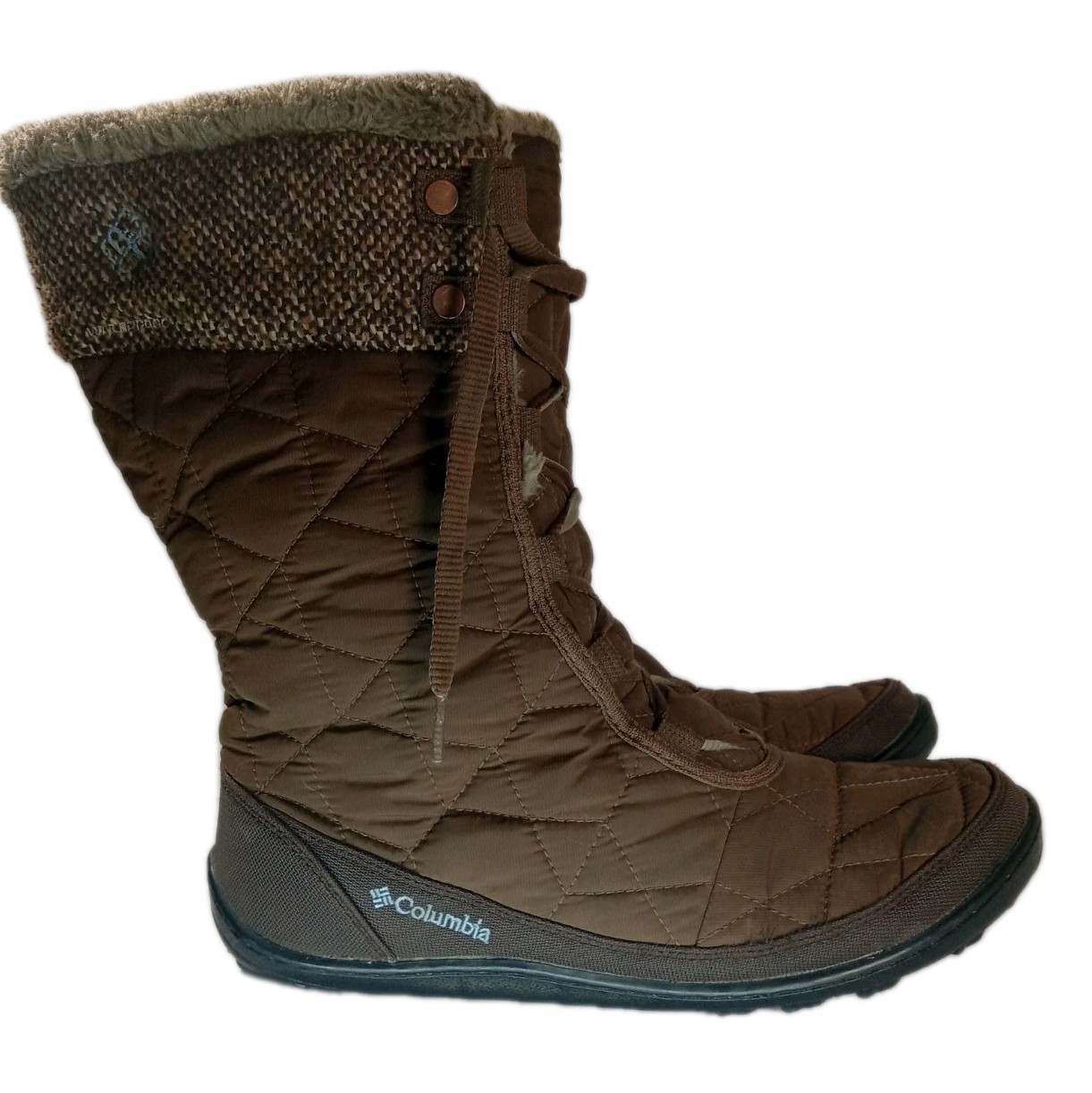Columbia Women’s Minx Mid II Omni-Heat Tweed Boots Size 10.5 Faux-Fur Collar