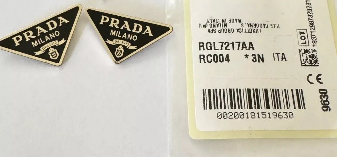 Prada 13ZS 14ZS Sunglasses Logo Replacement Parts Triangle Black Gold 1-Pair New