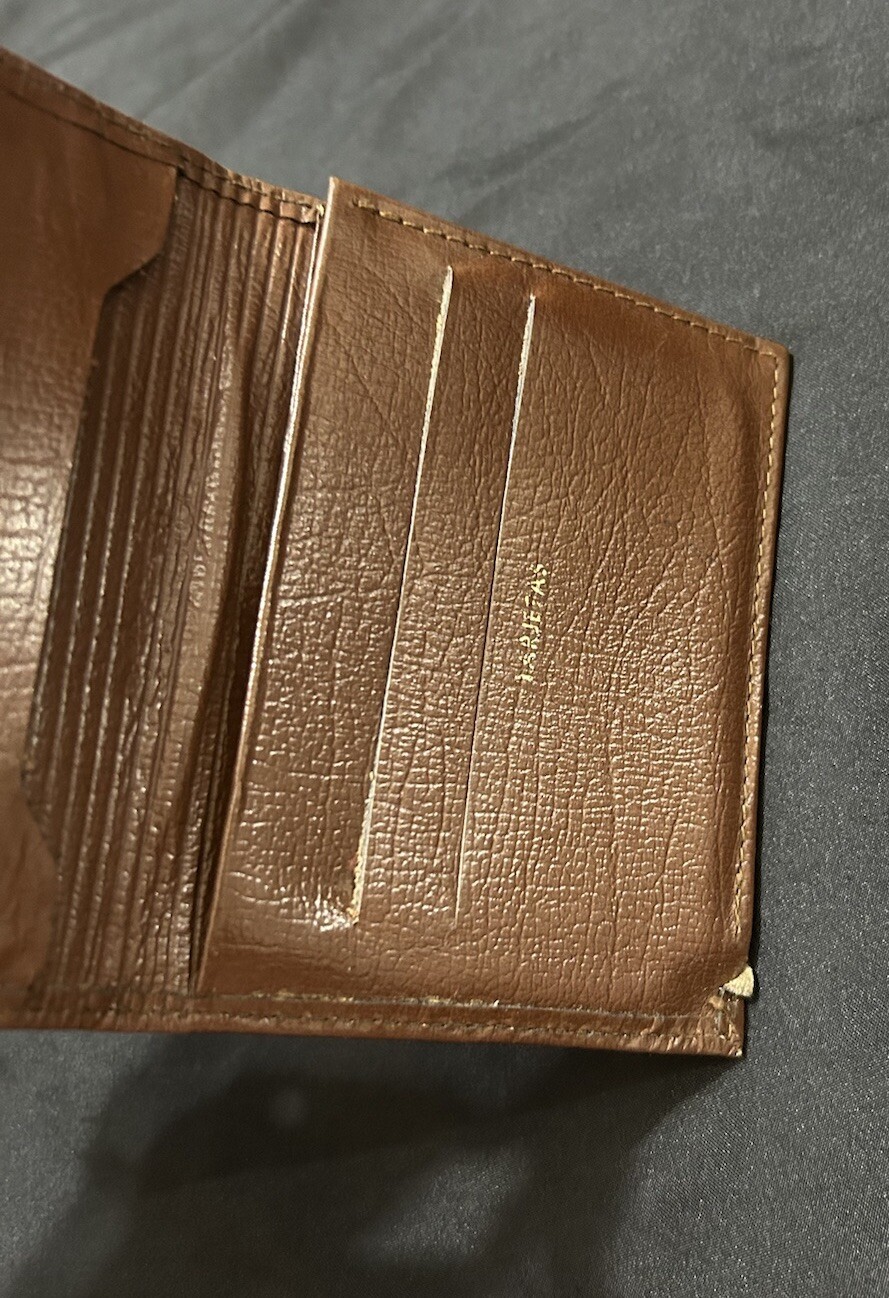 JIF Trifold Slim Fold Wallet Men Leather Brown Multiple Compartments Sleek Thin