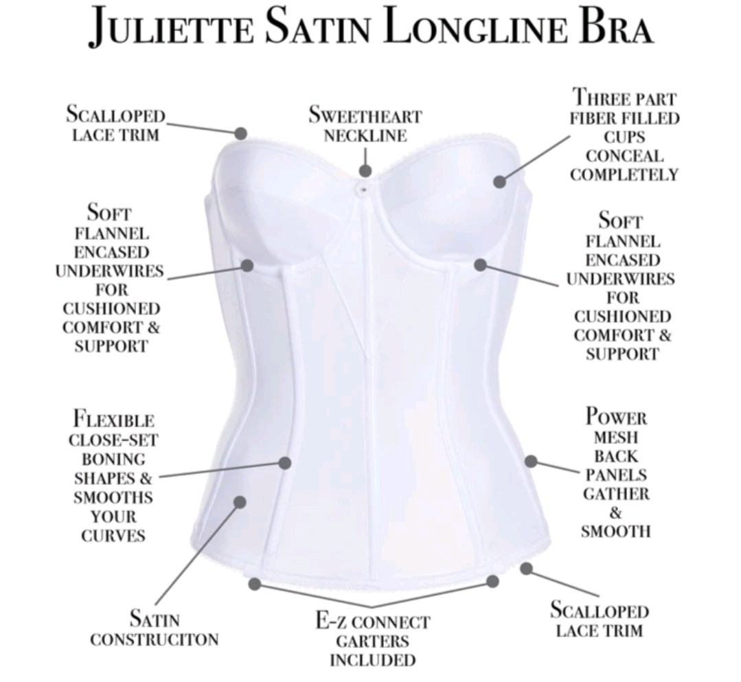 Dominique Juliette Longline Satin Bridal Bra, White, 40D
