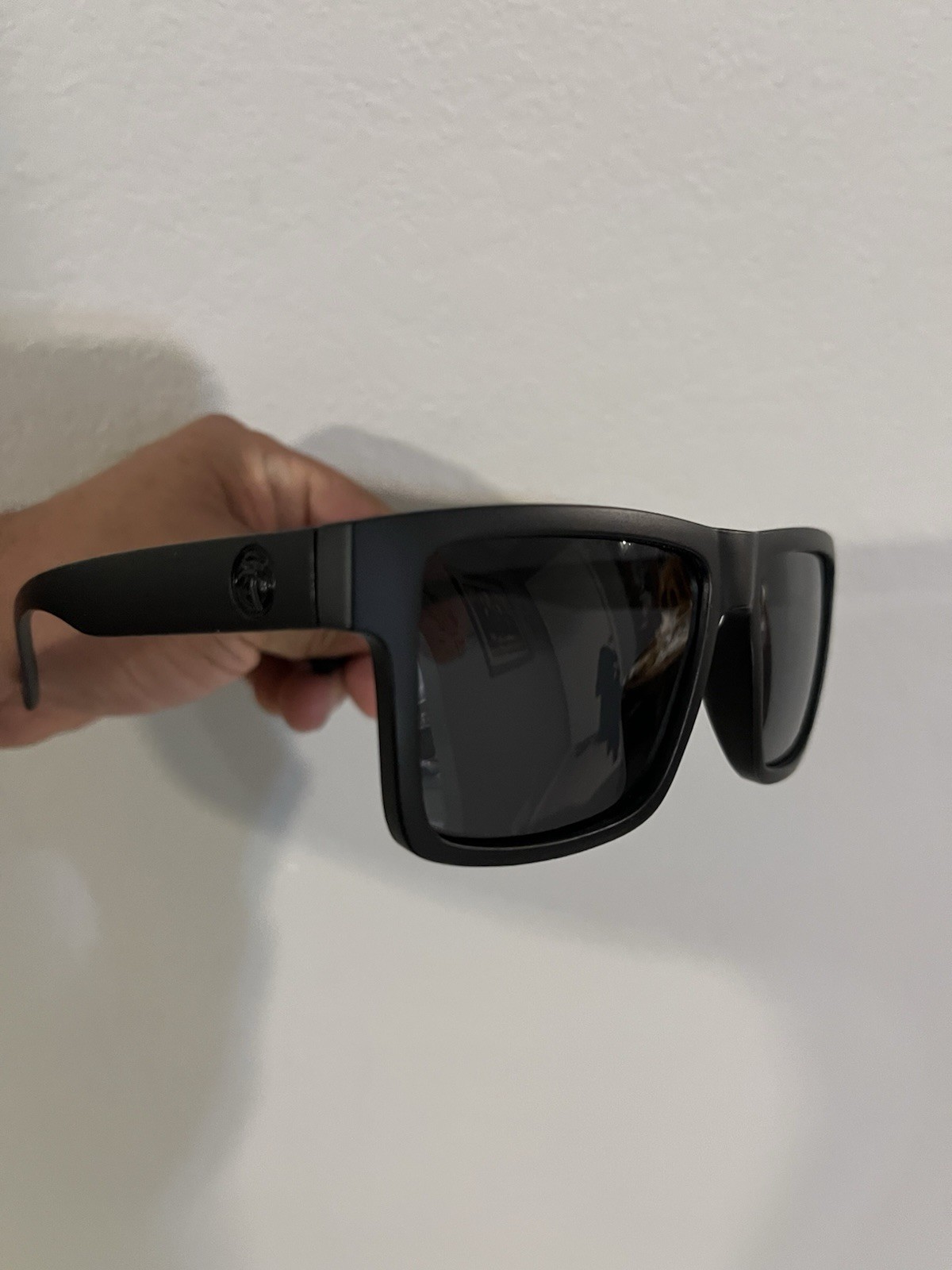 Men Square Sunglasses Black Plastic Frame Black Tinted Plastic Lenses UV400