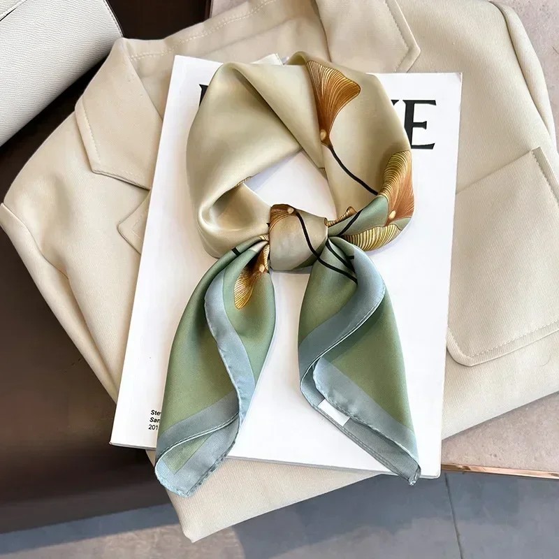 Women Silk Satin Scarf Horse Print Hairband Neck Scarf Headband Wrap
