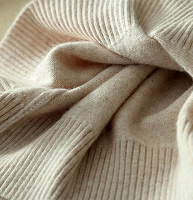 Women Wool Cashmere Sweater Knitted Pullover Slim Crew Neck Sweater Solid Jumper