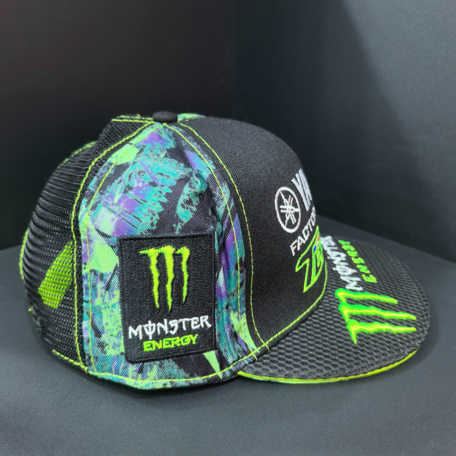 Monster Energy YAMAHA Green Tie-Dye Flat-Brim Cap Rear Mesh Design