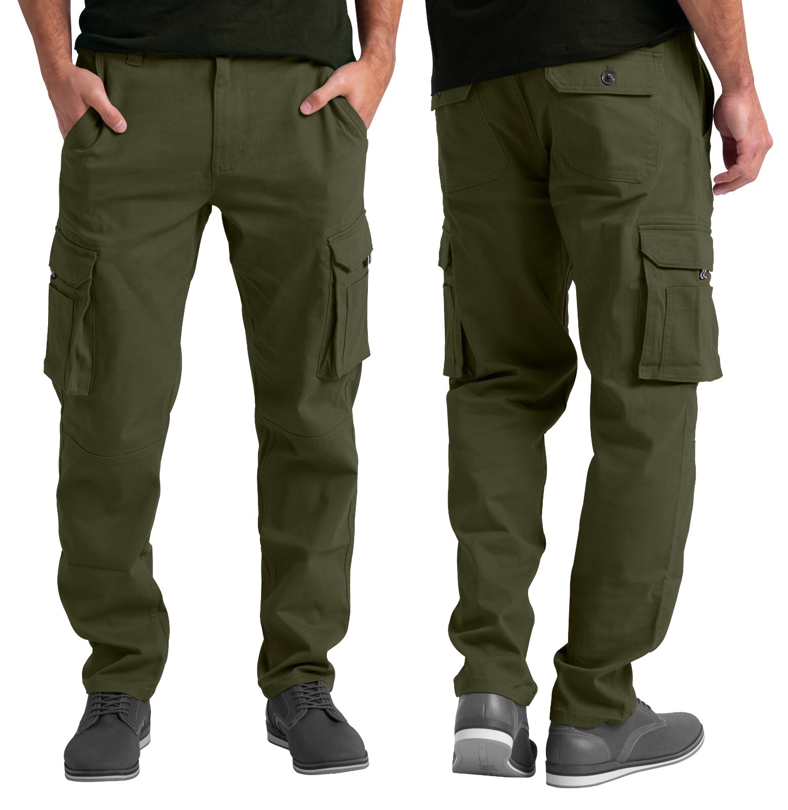 Mens Cargo Stretch Pants Classic Fit Straight Leg Outdoor Work Regular Fit Pants